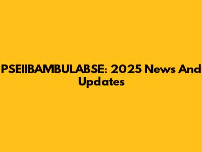 PSEIIBAMBULABSE: 2025 News And Updates