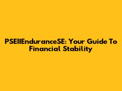 PSEIIEnduranceSE: Your Guide To Financial Stability