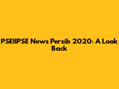PSEIIPSE News Persib 2020: A Look Back