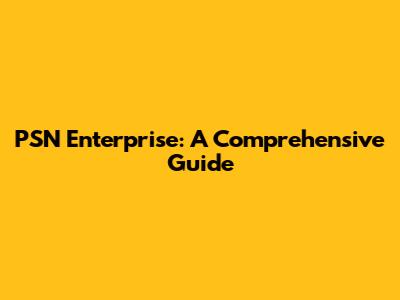 PSN Enterprise: A Comprehensive Guide