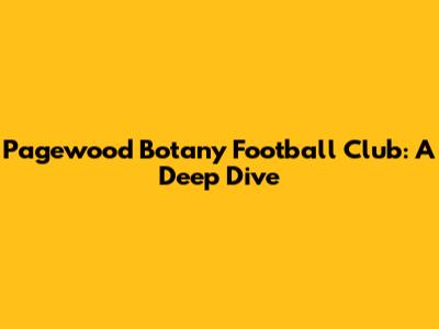 Pagewood Botany Football Club: A Deep Dive