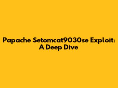 Papache Setomcat9030se Exploit: A Deep Dive