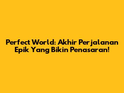 Perfect World: Akhir Perjalanan Epik Yang Bikin Penasaran!