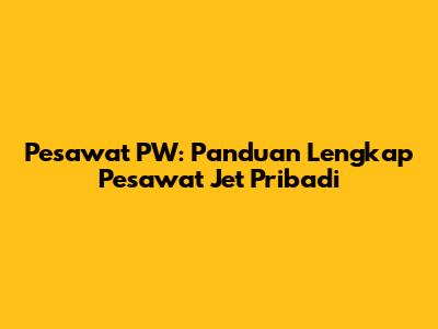 Pesawat PW: Panduan Lengkap Pesawat Jet Pribadi
