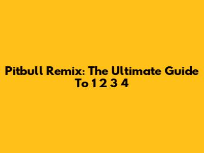 Pitbull Remix: The Ultimate Guide To 1 2 3 4