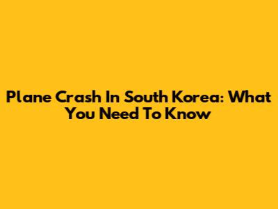 Plane Crash In South Korea: What You Need To Know