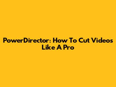 PowerDirector: How To Cut Videos Like A Pro