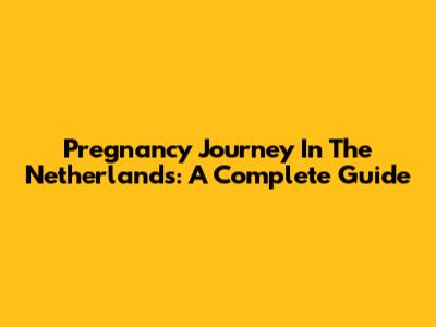 Pregnancy Journey In The Netherlands: A Complete Guide