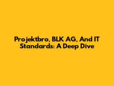 Projektbro, BLK AG, And IT Standards: A Deep Dive