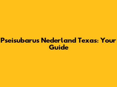 Pseisubarus Nederland Texas: Your Guide