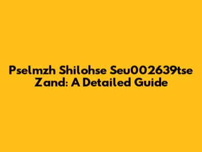 Pselmzh Shilohse Seu002639tse Zand: A Detailed Guide