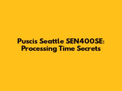 Puscis Seattle SEN400SE: Processing Time Secrets