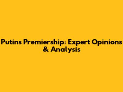 Putin's Premiership: Expert Opinions & Analysis