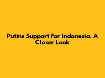 Putin's Support For Indonesia: A Closer Look