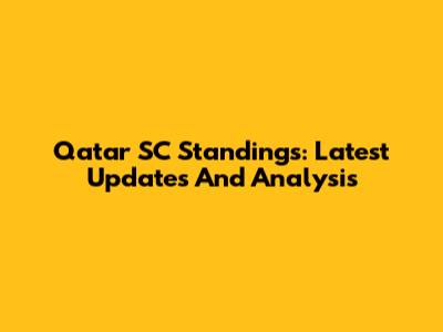 Qatar SC Standings: Latest Updates And Analysis
