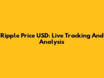 Ripple Price USD: Live Tracking And Analysis