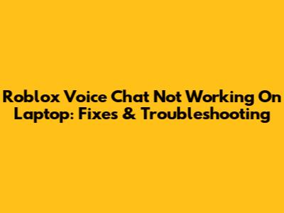Roblox Voice Chat Not Working On Laptop: Fixes & Troubleshooting