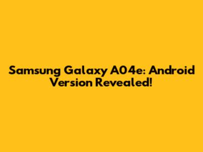 Samsung Galaxy A04e: Android Version Revealed!