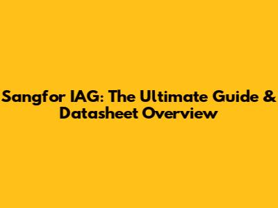 Sangfor IAG: The Ultimate Guide & Datasheet Overview