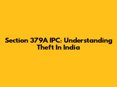 Section 379A IPC: Understanding Theft In India