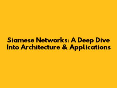 Siamese Networks: A Deep Dive Into Architecture & Applications