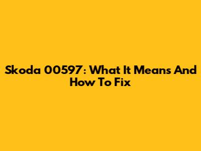 Skoda 00597: What It Means And How To Fix