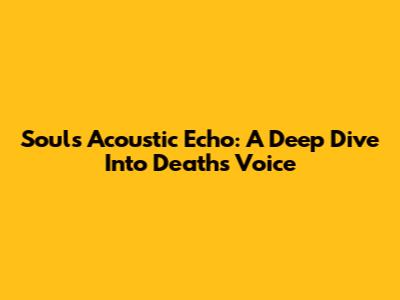 Soul's Acoustic Echo: A Deep Dive Into Death's Voice