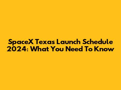 SpaceX Texas Launch Schedule 2024: What You Need To Know