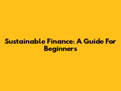 Sustainable Finance: A Guide For Beginners