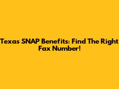 Texas SNAP Benefits: Find The Right Fax Number!