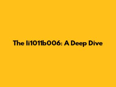 The Ii1011b006: A Deep Dive