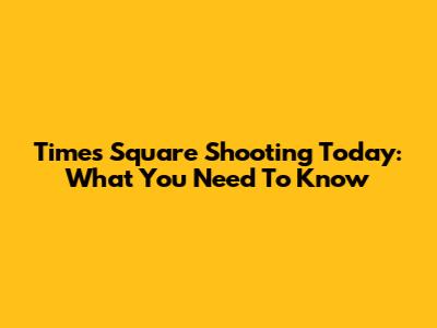 Times Square Shooting Today: What You Need To Know