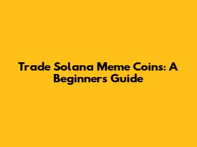 Trade Solana Meme Coins: A Beginner's Guide
