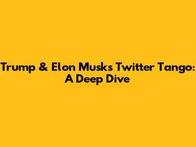 Trump & Elon Musk's Twitter Tango: A Deep Dive