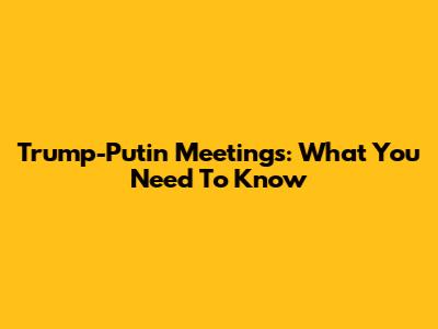 Trump-Putin Meetings: What You Need To Know