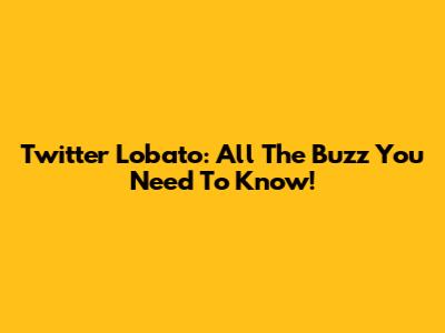 Twitter Lobato: All The Buzz You Need To Know!
