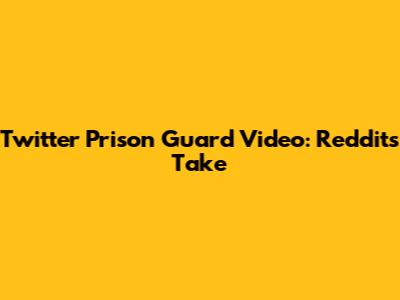 Twitter Prison Guard Video: Reddit's Take