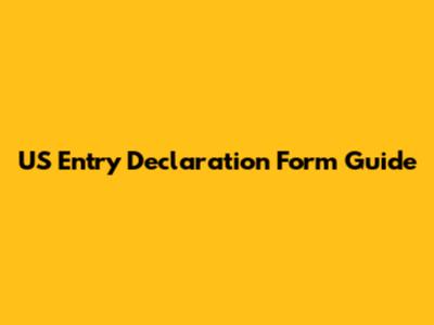 US Entry Declaration Form Guide