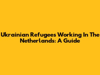 Ukrainian Refugees Working In The Netherlands: A Guide