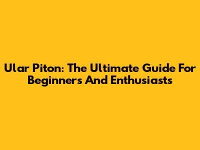 Ular Piton: The Ultimate Guide For Beginners And Enthusiasts