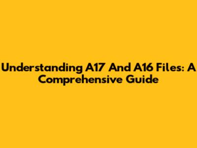 Understanding A17 And A16 Files: A Comprehensive Guide