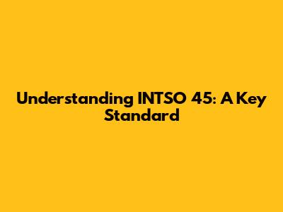 Understanding INTSO 45: A Key Standard