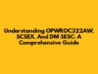 Understanding OPWROC322AW, SCSEX, And DM SESC: A Comprehensive Guide
