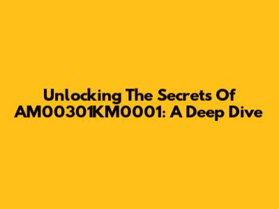 Unlocking The Secrets Of AM00301KM0001: A Deep Dive