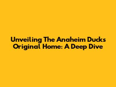 Unveiling The Anaheim Ducks' Original Home: A Deep Dive