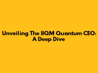 Unveiling The IIQM Quantum CEO: A Deep Dive