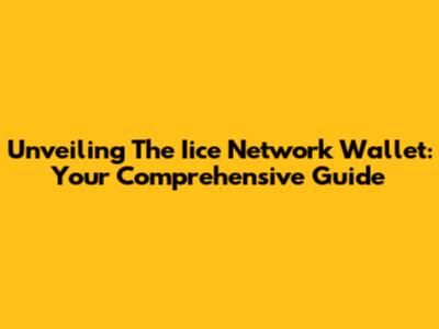 Unveiling The Iice Network Wallet: Your Comprehensive Guide
