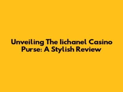 Unveiling The Iichanel Casino Purse: A Stylish Review