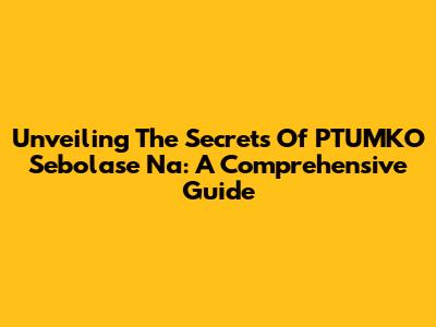 Unveiling The Secrets Of PTUMKO Sebolase Na: A Comprehensive Guide