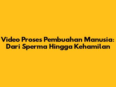 Video Proses Pembuahan Manusia: Dari Sperma Hingga Kehamilan